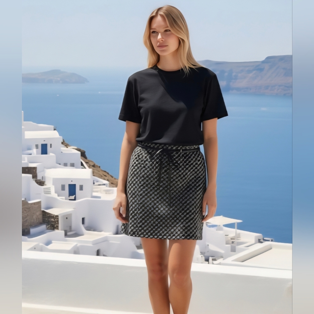 🗽New York Clothing Company Black and Gray  Print Mini Skirt